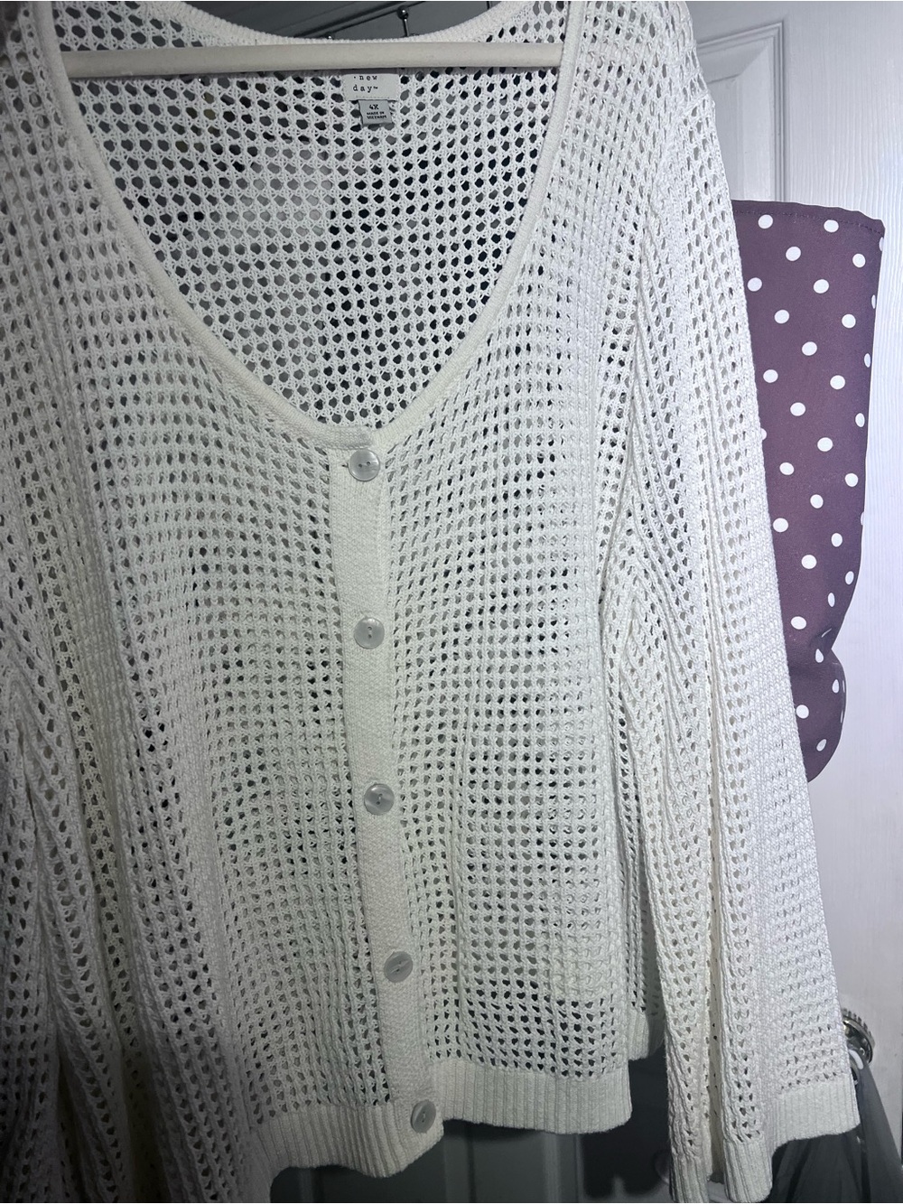 a new day Cream Open-Knit Button Cardigan